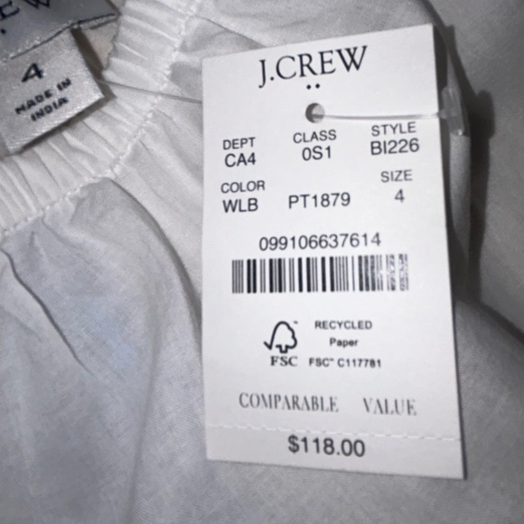 J. Crew Women’s Cotton Floral Puff Sleeve Tiered Midi Dress Blue/White Sz 4 NWT - Picture 5 of 16